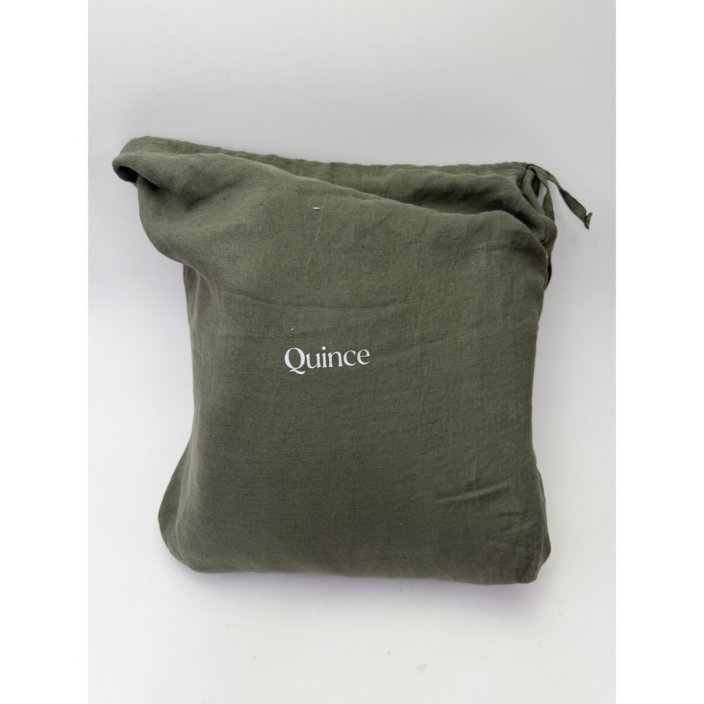 Quince European Linen Duvet Cover Set King Cal King Dusty Olive Green